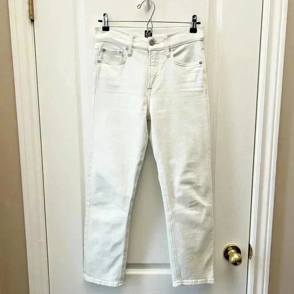 Gap Cheeky Straight Leg Jeans High  Rise Ankle Cropped Denim Off White Size 25 - Picture 4 of 16